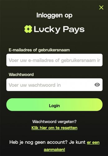 Inloggen Lucky Pays